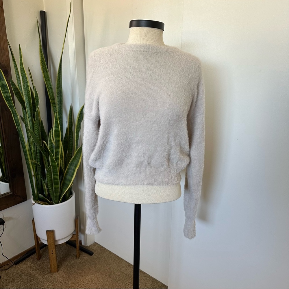 Express Cocoon Fuzzy Soft Silvery Gray Sweater XS